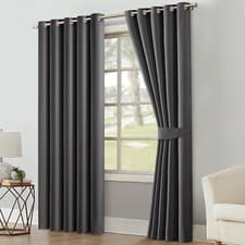 Image of Thick Thermal Blackout Curtains Ready Made Eyelet Ring Top Pair Panel +Tie Backs