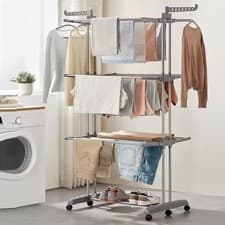 Image of 4 Tier Foldable Clothes Airer Rack Indoor Outdoor Dryer Laundry Dry Rail Hanger