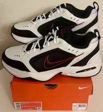 Image of Nike Air Monarch IV Mens Trainers White/Black/Red UK 10.5 BNIFB RRP £69.99