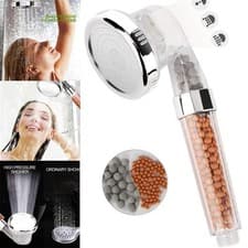 Image of Shower Head Water Saving Ionic High Pressure Filtration Beads Adjustable 3 Modes