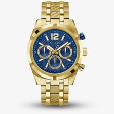 Image of Guess Mens Resistance Gold Tone Blue Dial Watch GW0714G2