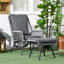 Image of Garden Rattan Leisure Chair Set w/ Adjustable Backrest, Outdoor Chair Set, Grey