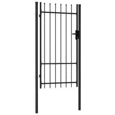 Image of Fence Gate Single Door with Arched/Spike Top Steel Black Multi Sizes vidaXL