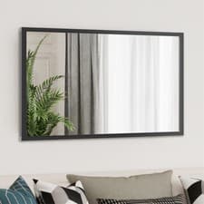 Image of Large Wall Mirror Black Framed Modern Rectangle Home Decor Mirror 120x76 90x60cm