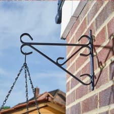 Image of Hanging Basket Bracket Black Metal Available In Heavy Duty 16/18" 14/16" 12/14"