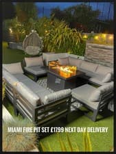 Image of Modular garden aluminium Fire Pit Dinning Sofa set
