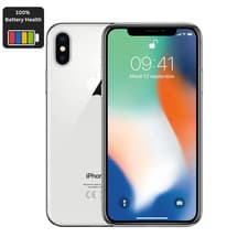 Image of Apple iPhone X 256GB Silver - Unlocked - 100% Battery - Very Good Condition,
