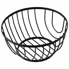 Image of Fruit Bowl Round Black Flat Iron Metal Storage Fruit Basket Holder Kitchen Rack