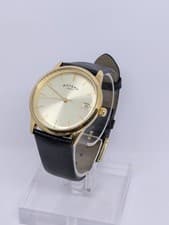 Image of Rotary Windsor Gold Men's Quartz Watch GS02324/03 Black Leather Strap Date