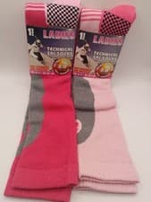 Image of Ladies Technical 2 Tog Ski Socks 2 Pairs Size 4-7 New withTags Pink Grey & Lilac