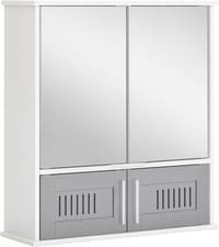 Image of Bathroom Mirror Cabinet, Wall Mounted Storage Cupboard with Double Door