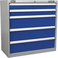Image of Sealey Premier Industrial Cabinet 5 Drawer Blue / Grey