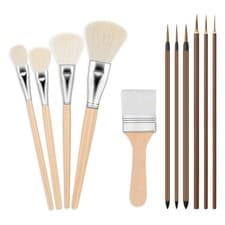 Image of 11 Pieces Pottery Glaze Tools Different Shapes Wooden Ceramic Brushes1342