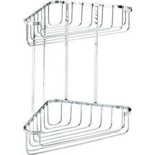 Image of Croydex Rust Free Large Two Tier Corner Basket Shower Caddy Bathroom Chrome