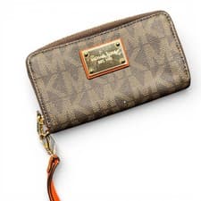 Image of Michael Kors Monogram Zip Around Wallet Wristlet
