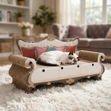 Image of Large Cat Scratcher Lounge Chair Pet Kitten Scratching Board Cardboard Sofa Bed