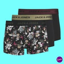 Image of JACK & JONES Men's JACFLOWER Microfibre Boxer Trunks 3-Pack, Black, UK L | EU L