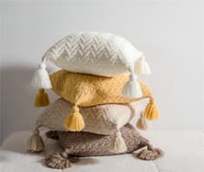 Image of Pom Pom Cushion Cover Knitted Thread Tassel Pillow Case Sofa Bed Car Home Decor#