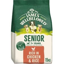 Image of 15kg James Wellbeloved 7+ Years Senior Dry Dog Food Rich in Chicken & Rice