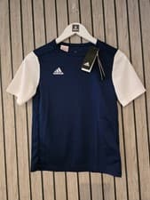 Image of ADIDAS T SHIRT 11/12 YEARS YOUTH MEDIUM BNWT NAVY/WHITE