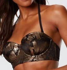 Image of Ann Summers Azores Bikini Top 32G - Black/Rose Gold - New With Tags -  £28