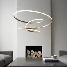 Image of Loops Satin Gold Large LED Ceiling Pendant Light 88W Dimmable 3000K Warm White