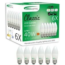 Image of BELL E27 Dimmable Candle Bulbs Warm / Cool White | 4.7W 470lm Energy Saving