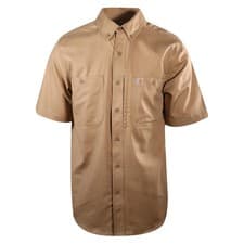 Image of Carhartt Women's Khaki Rugged Professional Series Canvas S/S Woven Shirt (S01)