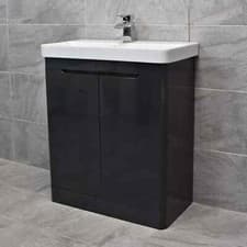 Image of Curved Vanity Basin Sink Unit Anthracite Ross 550mm and 700mm with Tap Option