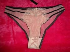 Image of ANN SUMMERS PEACH/BLACK BRAZILLIAN BRIEFS "BETWEEN SHEETS SIZE 16 NWT