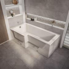 Image of Milano Elswick White 1700mm x 850mm Left Hand Square Shower Bath