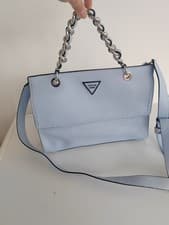 Image of Guess Sawyer Satchel Blue Women Bag VY695906 JS