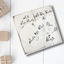 Image of PERSONALISED BABY GIFT box set Unisex footprint baby shower new baby babygrow