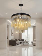 Image of Modern Crystal Chandelier Luxury Fitting Ceiling Light Glass LED Hanging