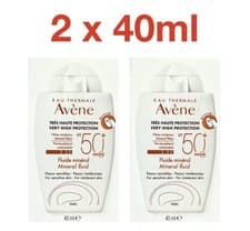 Image of Avene SPF 50 + Mineral Fluid Very High Protection 2 x 40ml - Expires 2027