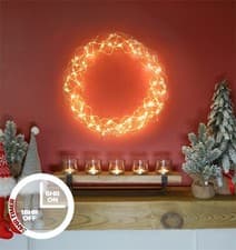 Image of LED Light Up Christmas Wire Wreath Decorative Hanging Door Wall Xmas Decor