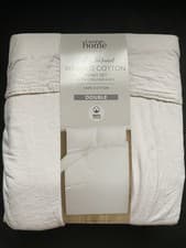Image of 100% Cotton Double Duvet Cover And 2 Pillow Cases Soft & Textured Washed Cotton