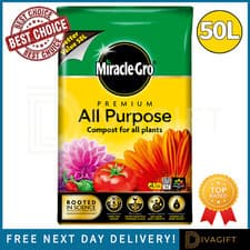 Image of MIRACLE GRO ALL PURPOSE COMPOST SOIL PREMIUM GARDEN FOR ALL FLOWERS & PLANTS 50L