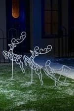 Image of Acrylic Reindeer & Sleigh Set Christmas Decoration Ice White LED Lights