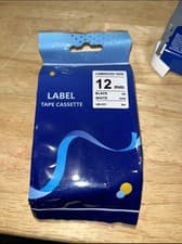 Image of Label Tape 12mm Laminated Tape White With Black Ink (b1) - FREE UK DELIVERY!!!!!