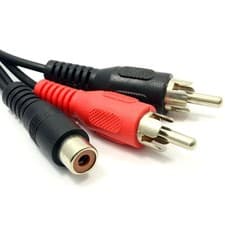 Image of 0.15m Single Phono Socket to 2x (Twin) RCA Phono Plugs Adapter Cable Splitter