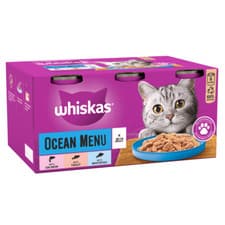 Image of Whiskas Wet Cat Food Adult Ocean Menu In Jelly Tins 6 x 400g