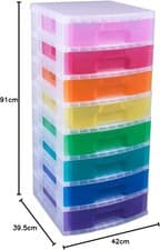 Image of Really Useful Plastic Storage Box Storage Tower 8x9.5 Litre Clear Frame