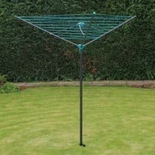 Image of JVL 30M Rotary Airer Clothe Washing Line 3 Arm Outdoor Dryer Compact Heavy Duty