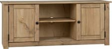 Image of 2 Door Solid Pine Natural Wax Flat Screen TV Unit W120cm x D40cm x H50.5cm PAM
