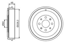 Image of BOSCH 0986477208 Brake Drum Rear Fits Fiat Grande Punto Punto Opel Adam Vauxhall
