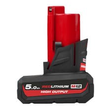 Image of Milwaukee M12HB5 12V 5.0 Ah High Output Li-Ion Battery - Red (4932480165)