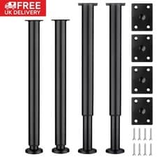 Image of 4Pcs Adjustable Kitchen Worktop Desk Breakfast Bar Table Leg Support Feet Black