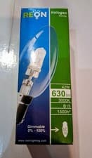Image of 12 PACK HALOGEN CANDLE CLEAR 42 Watt SBC / b15 warm white Light Bulbs by REON