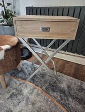 Image of HOMESDIRECT365 Natural 1Drawer Wooden Bedside Table Bedroom Furniture